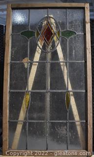 Stain Glass Art Work Set in Wood Frame